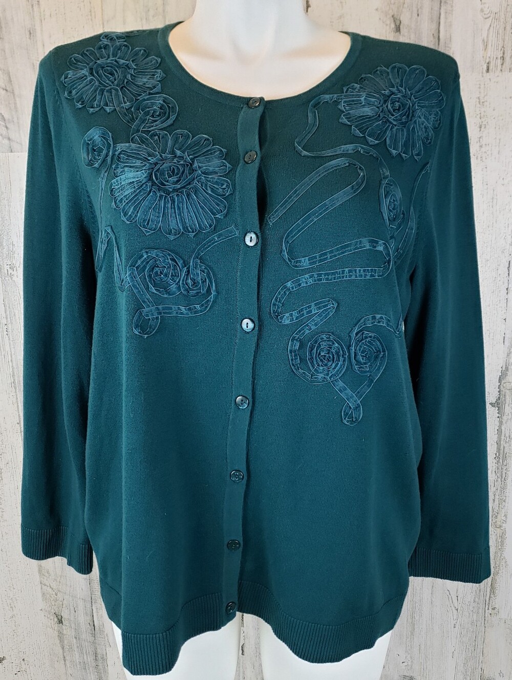CJ Banks Teal Knit Cardigan Size 2X